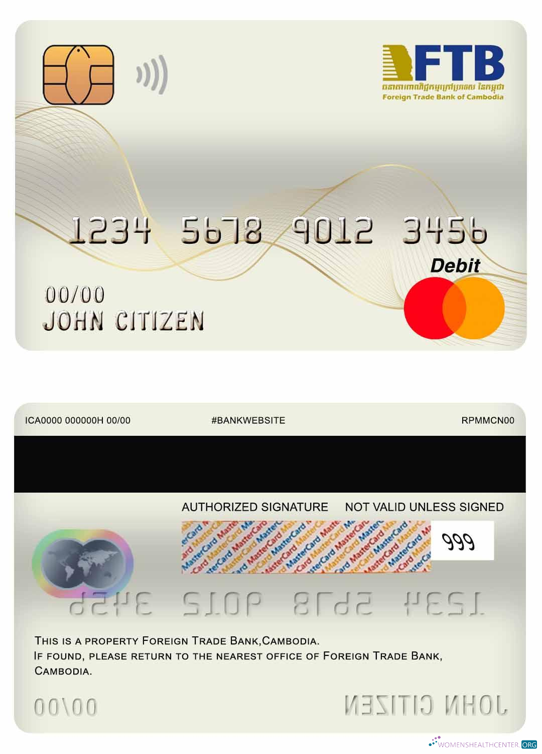 Download Cambodia Foreign Trade bank master debit card Photoshop template